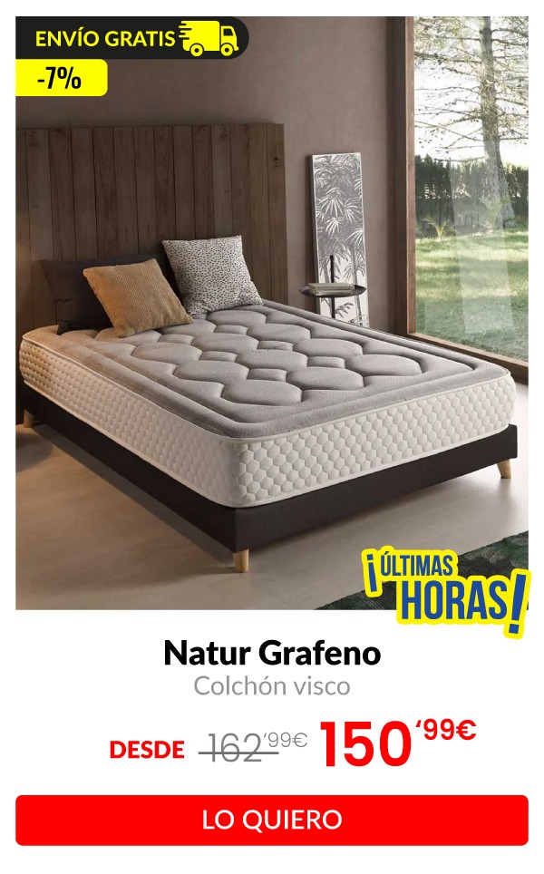 Colchón visco Natur Grafeno núcleo HR Bio Confort Plus antiestrés gris 28 cm